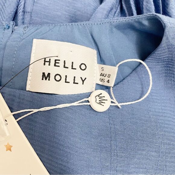 NWT Hello Molly Once In A Blue Moon Ruffled Dress Denim Blue Women’s Size Small - Picture 12 of 15